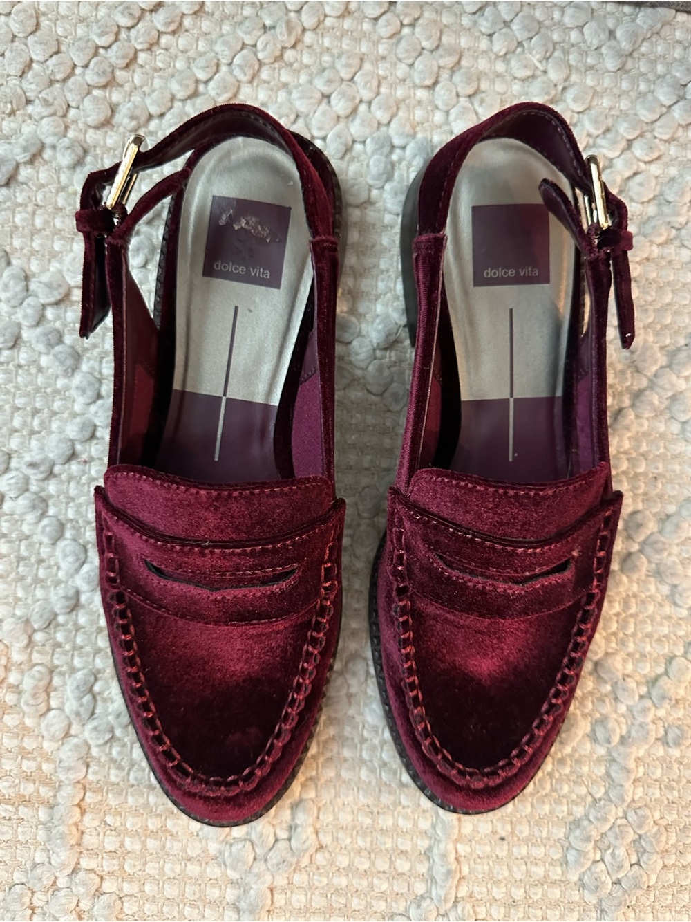 Dolce Vita Sling Back Loafers in Wine - Picture 4 of 5